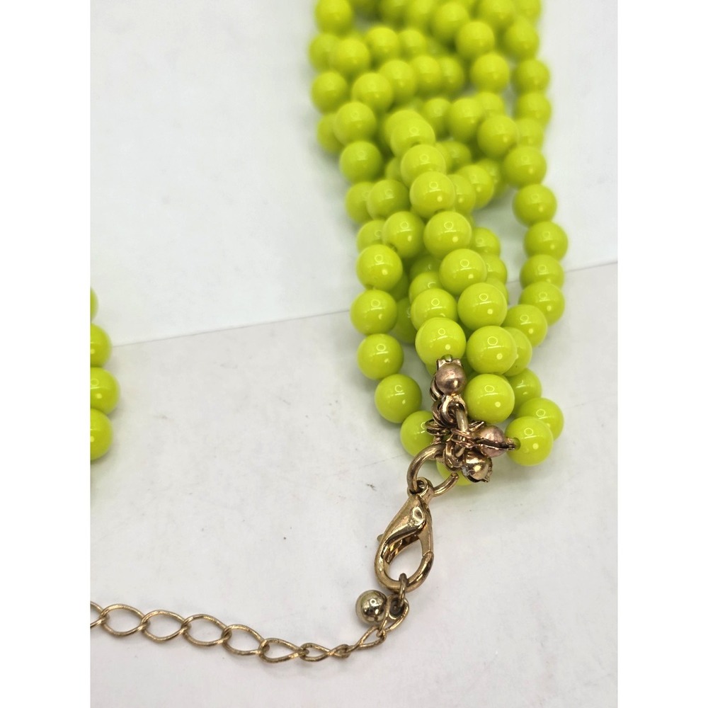 Lime Green Necklace Beaded Roped 6-Strands Lucite Graduated 18"-21" Adjust... - Picture 12 of 12